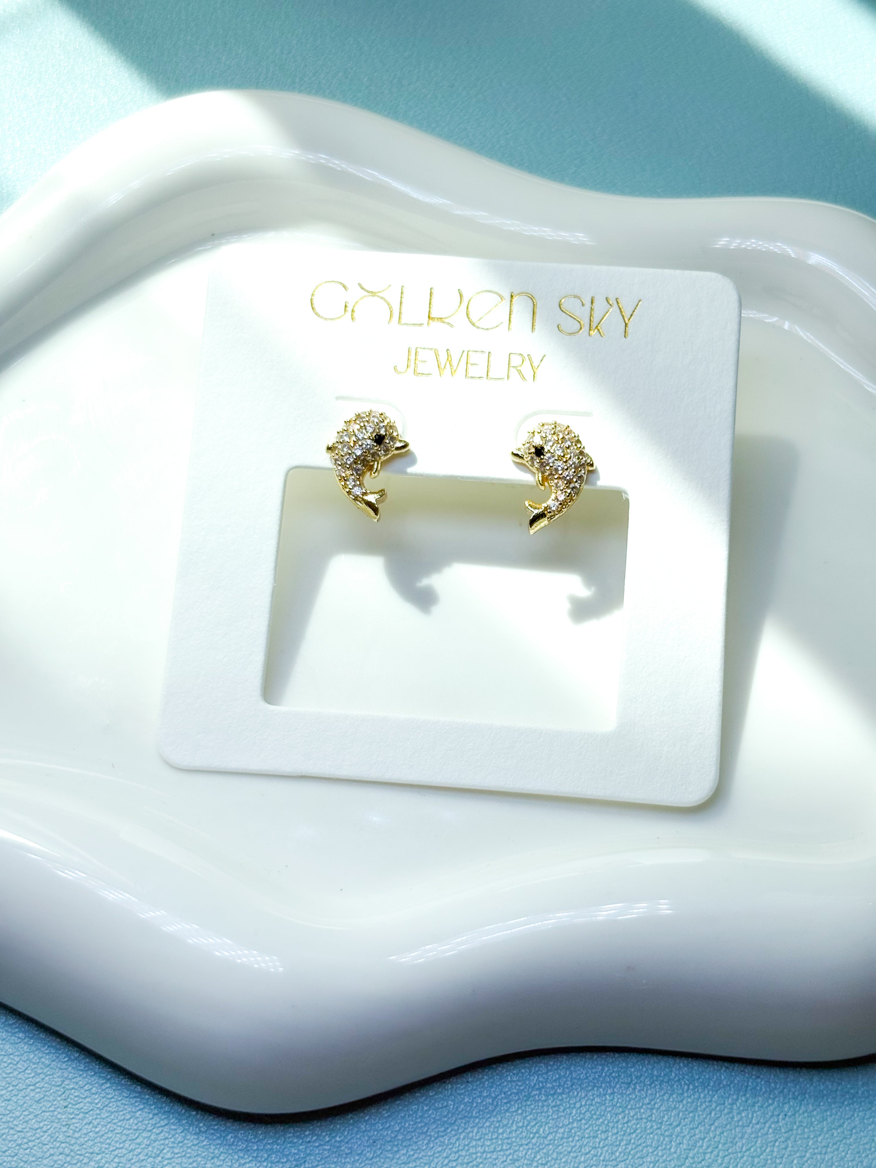 Golden Dolphin Earrings